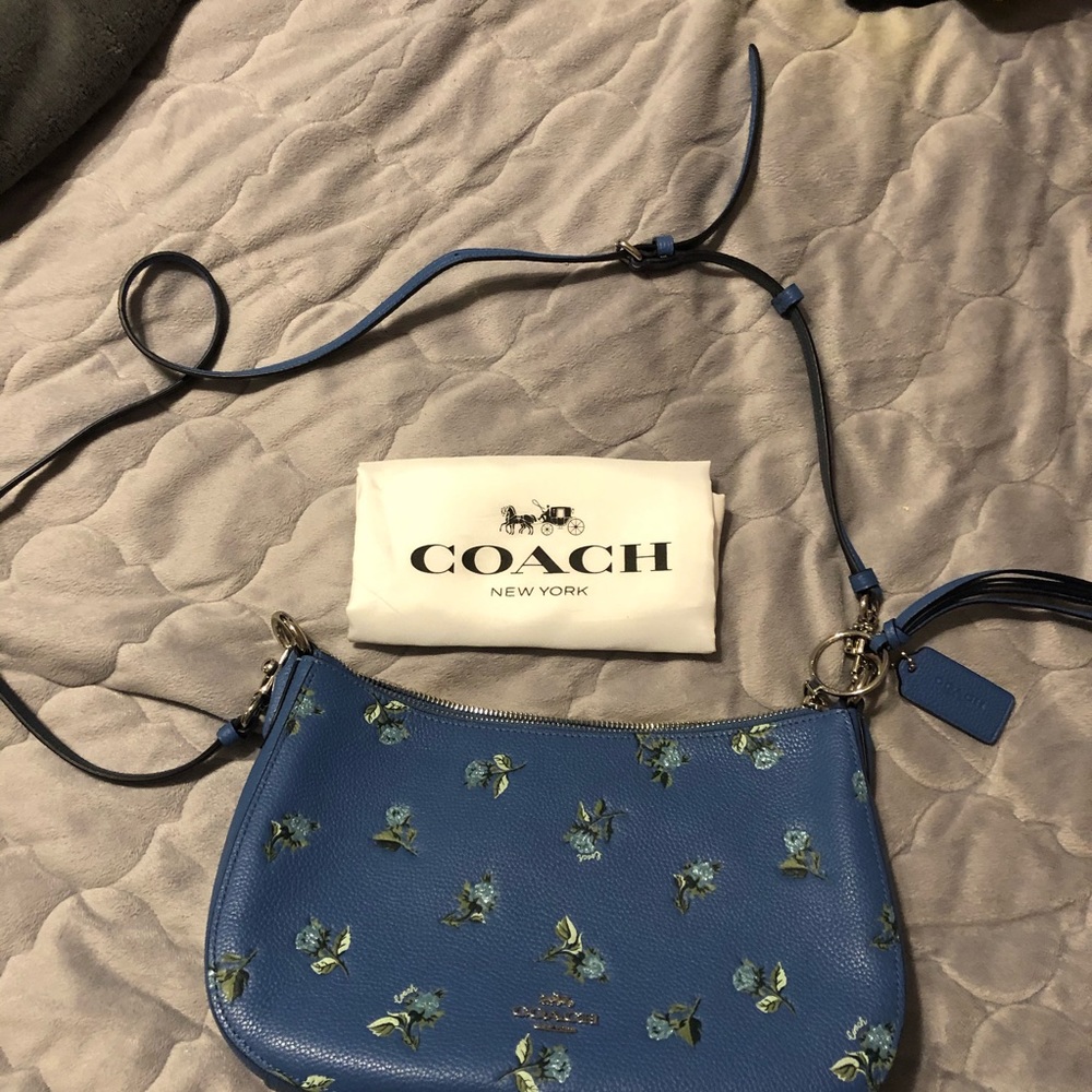 Coach Blue Floral Print Sutton Crossbody Purse
